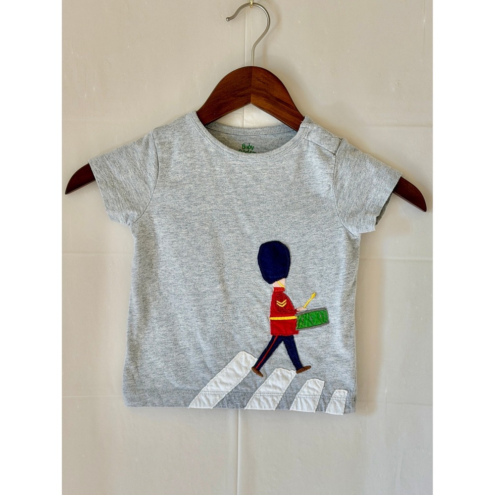 Baby Boden Grey Marl Royal Guard Drummer Applique Cotton T-Shirt 12-18M